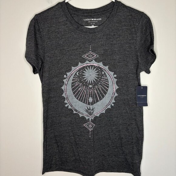 LUCKY BRAND NEW Mystical Tee Womens XS Gray Pink Short Sleeve retail $39 - Picture 3 of 6